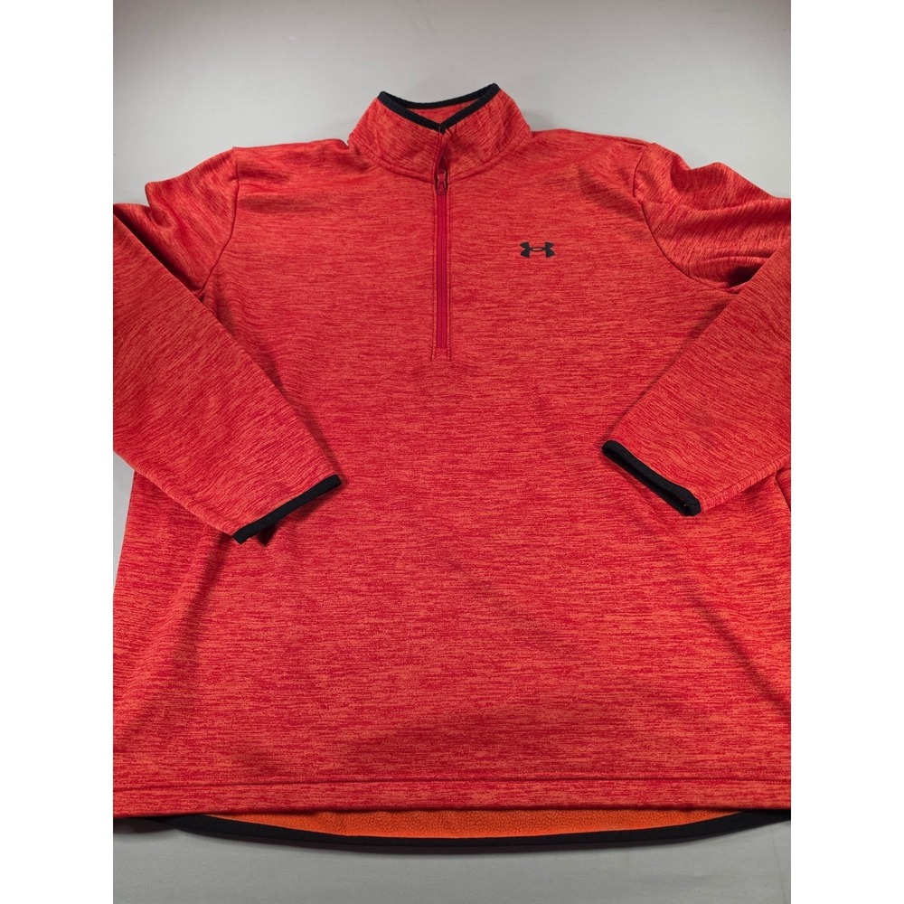 Under Armour Mens XL Red Space Dye Fleece Quarter Zip Pullover Sweatshirt 1711